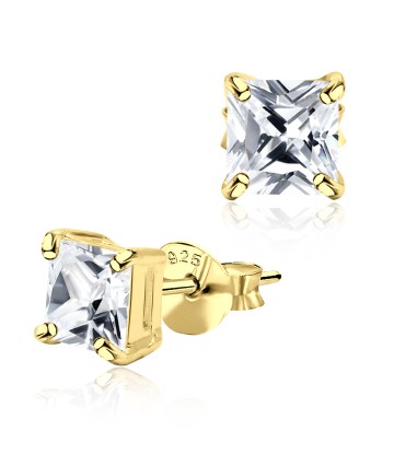 Gold Plated Square CZ Stud Earring STA-5SQ-GP